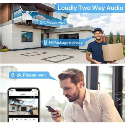 Imagem de Câmera de Segurança Externa Solar Wifi À Prova Dágua Rotação 360 Graus