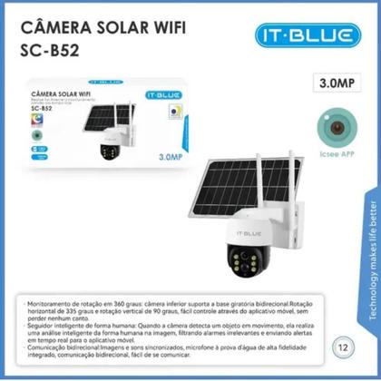 Imagem de Câmera de Segurança Externa Solar Wifi À Prova Dágua Rotação 360 Graus