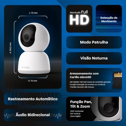 Imagem de Câmera de Segurança Inteligente Full HD Wifi com Visão Noturna e Rastreamento De Movimento, Velds