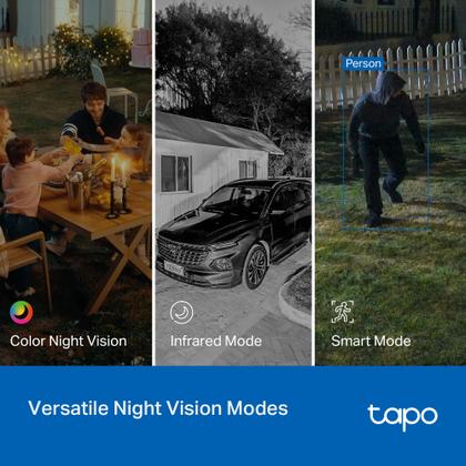 Imagem de Câmera de segurança interna/externa Tapo 2K de 3 MP Pan/Tilt  Detecção gratuita de choro de pessoas/bebês e rastreamento de movimento, panorâmica de 360, visão noturna colorida, armazenamento em SD/na nuvem, funciona com Alexa e Google Home, HybridCam 360 (pacote com 2)
