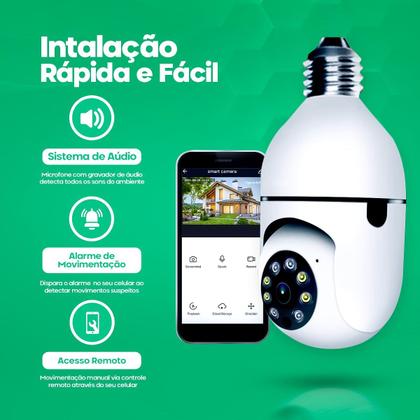 Imagem de Camera De Segurança Ip Inteligente Lampada Panoramica App Yoosee Wifi Espiã Giratoria 360º