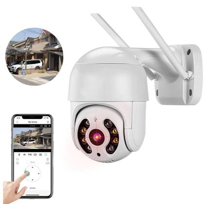 Imagem de Câmera de Segurança IP Sem Fio Externa HD  Visão Noturna Infravermelha Visão PTZ de 360 Graus IP66 à Prova d'água