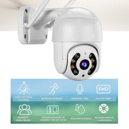 Imagem de Câmera de Segurança IP Sem Fio Externa HD  Visão Noturna Infravermelha Visão PTZ de 360 Graus IP66 à Prova d'água