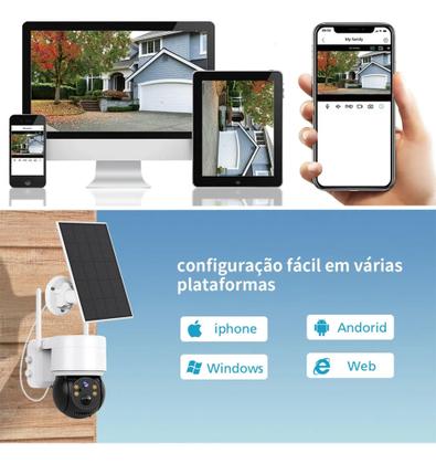 Imagem de Câmera De Segurança Ip Wifi Placa Solar Prova D'água Full Hd sem fio IP66 visão noturna via app