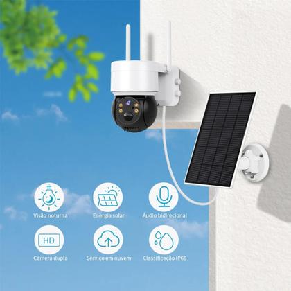 Imagem de Câmera De Segurança Ip Wifi Placa Solar Prova D'água Full Hd sem fio IP66 visão noturna via app