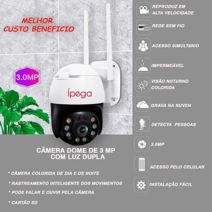 Imagem de Câmera De Segurança Ípega Wifi De 2 Antenas Com Visão Noturna Infravermelho e Sensor De Movimento IP66