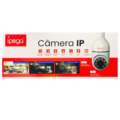 Imagem de Câmera de Segurança Ípega WiFi Lâmpada Rotação Visão Noturna