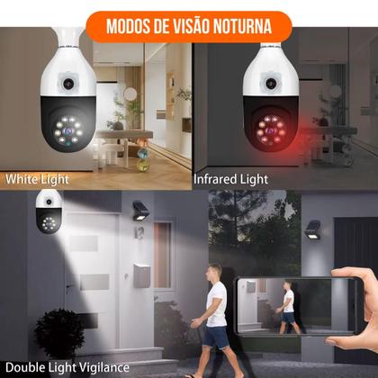 Imagem de Câmera de Segurança Lâmpada Dupla Lente 2x 2MP Wifi IP Aplicativo Yoosee