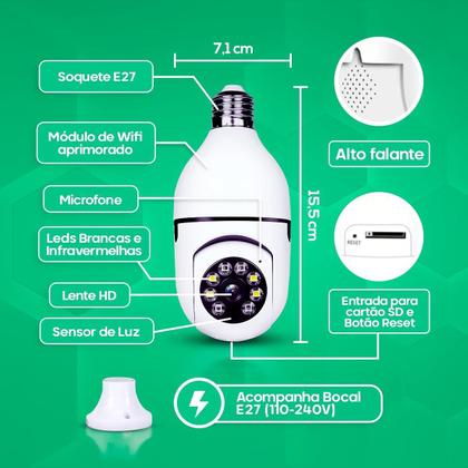 Imagem de Câmera De Segurançã Lâmpada Ip Wifi Full Hd Visão 360 Noturna Yoosee