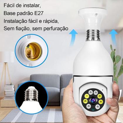 Imagem de Câmera de Segurança Lâmpada Sem Fio WiFi 1080P HD 360 Graus Visão Noturna Bivolt App Yoosee