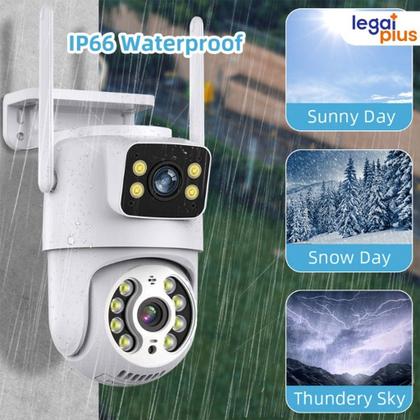 Imagem de Câmera De Segurança Lente Dupla a Prova de água IP66 Camera IP WiFi 360 Sensor Visão Noturna