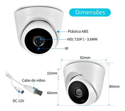 Imagem de Câmera De Segurança Monitoramento Dome Hd 1mp 720p Ahd Cor Branco