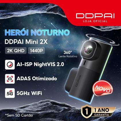 Imagem de Câmera de Segurança para Carro DDPAI Mini 2X  1440P, WiFi 5G, Controle App e Visão Noturna Premium