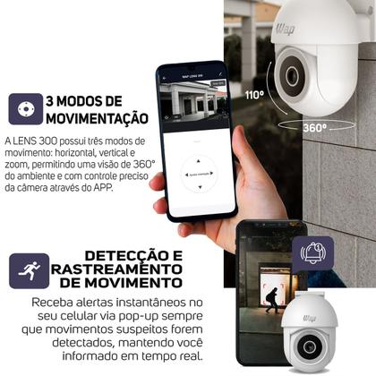 Imagem de Câmera de Segurança Sensor de Movimento 360 Visão Noturna com Microfone LENS 300 Wap