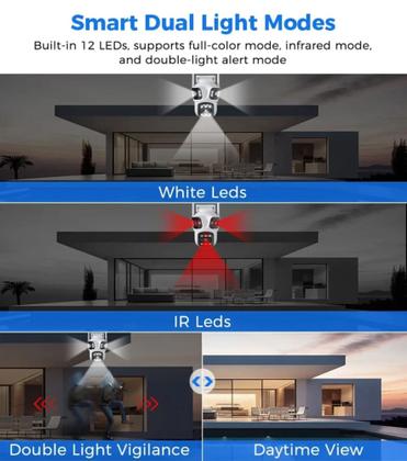 Imagem de Câmera De Segurança Smart Wi-fi Externa Tripla Lente Prova D' Agua Monitoramento 180 Visão Noturna