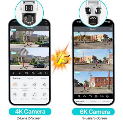 Imagem de Câmera De Segurança Smart Wi-fi Externa Tripla Lente Prova D' Agua Monitoramento 180 Visão Noturna