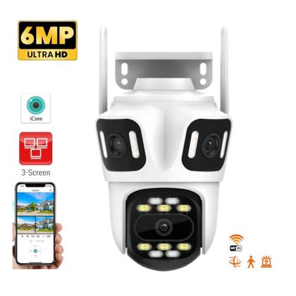 Imagem de Câmera De Segurança Smart Wi-fi Ip Externa Tripla Lente Prova D' Agua Monitoramento 180 Visão Noturna