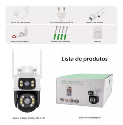 Imagem de Câmera De Segurança Smart Wi-fi Ip66 Dupla Lente 360 Visão Noturna Externa Prova D' Agua - BBG