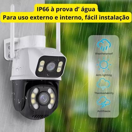 Imagem de Câmera De Segurança Smart Wi-fi Ip66 Dupla Lente 360 Visão Noturna Externa Prova  D' Agua