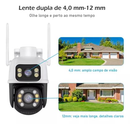 Imagem de Câmera De Segurança Smart Wi-fi Ip66 Dupla Lente 360 Visão Noturna Externa Prova  D' Agua