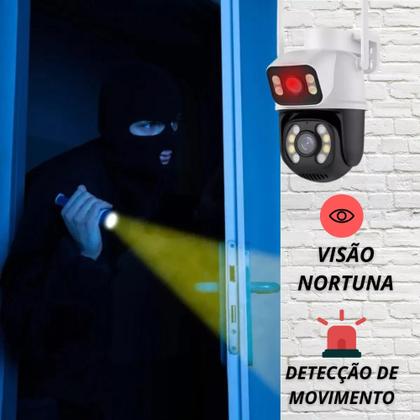 Imagem de Câmera De Segurança Smart Wi-fi Ip66 Dupla Lente 360 Visão Noturna Externa Prova  D' Agua