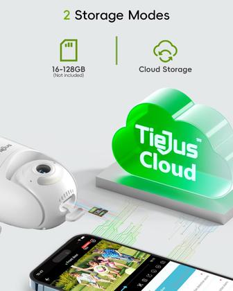 Imagem de Câmera de segurança TIEJUS 5G/2,4G WiFi 2K 360 PTZ Outdoor, pacote com 2 unidades