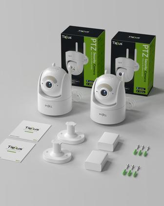 Imagem de Câmera de segurança TIEJUS 5G/2,4G WiFi 2K 360 PTZ Outdoor, pacote com 2 unidades