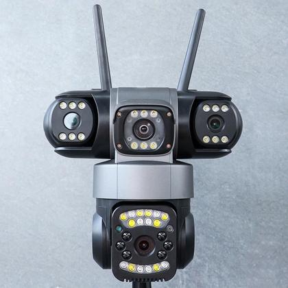 Imagem de Camera de Segurança Tres Lentes 360 Graus App Wifi Microfone Audio Sensor Movimento Visao Noturna Residencial Comercial