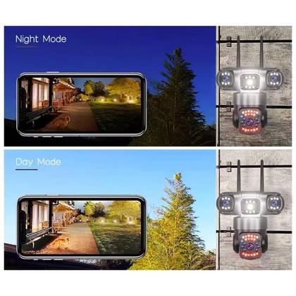 Imagem de Camera de Segurança Tres Lentes 360 Graus App Wifi Microfone Audio Sensor Movimento Visao Noturna Residencial Comercial