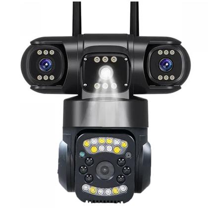 Imagem de Camera de Segurança Tres Lentes 360 Graus App Wifi Microfone Audio Sensor Movimento Visao Noturna Residencial Comercial