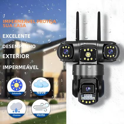 Imagem de Câmera de Segurança WiFi 4G com Zoom 10X e Lente Tripla de 12MP - Monitoramento Interno e Externo