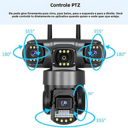 Imagem de Câmera de Segurança WiFi 4G com Zoom 10X e Lente Tripla de 12MP - Monitoramento Interno e Externo