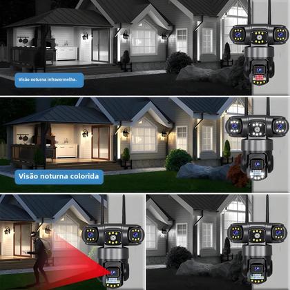 Imagem de Câmera de Segurança WiFi 4G com Zoom 10X e Lente Tripla de 12MP - Monitoramento Interno e Externo