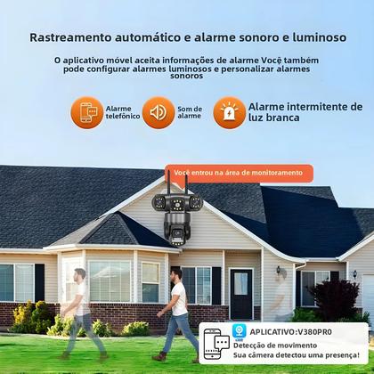 Imagem de Câmera de Segurança WiFi 4G com Zoom 10X e Lente Tripla de 12MP - Monitoramento Interno e Externo