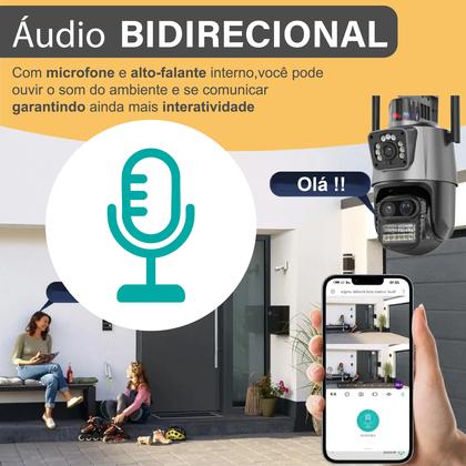 Imagem de Câmera De Segurança Wifi Dupla Icsee 360 IP Com Áudio Alarme Completa Top