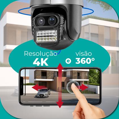 Imagem de Câmera De Segurança Wifi Dupla Icsee 360 IP Com Áudio Alarme Completa Top