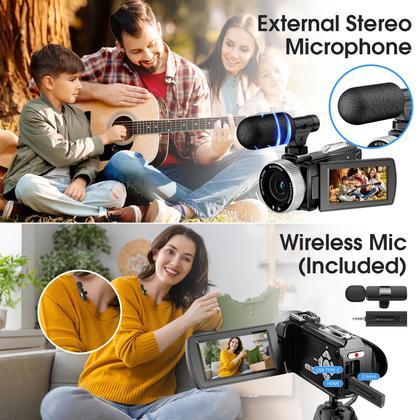 Imagem de Câmera de vídeo Câmera de vídeo 4K 60FPS 48MP UHD Vlogging Camcorder