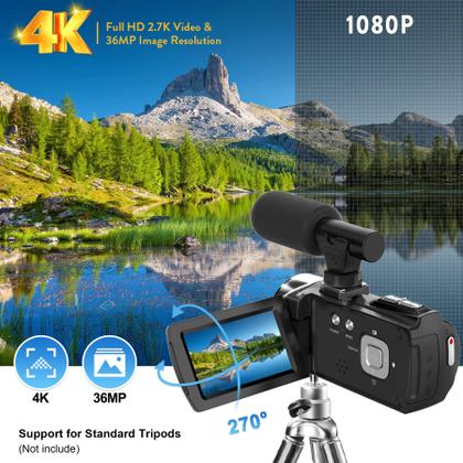 Imagem de Câmera de vídeo: filmadora Rawiemy HD 4K 48MP, Vlogging, YouTube