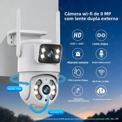 Imagem de Câmera De Vigilância Externa 4K 8MP Wifi Com Lente Dupla, Zoom 4X, Detecção Humana Por IA, Câmera IP