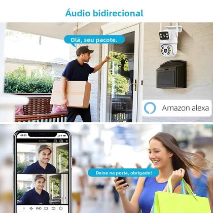 Imagem de Câmera De Vigilância Externa 4K 8MP Wifi Com Lente Dupla, Zoom 4X, Detecção Humana Por IA, Câmera IP
