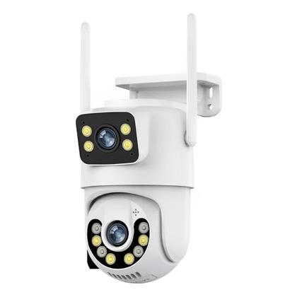 Imagem de Câmera de Vigilância Externa com Duas Lentes Detecção de Movimento Visão Noturna e Wifi