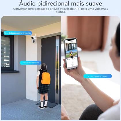 Imagem de Câmera de Vigilância Externa com Duas Lentes Detecção de Movimento Visão Noturna e Wifi