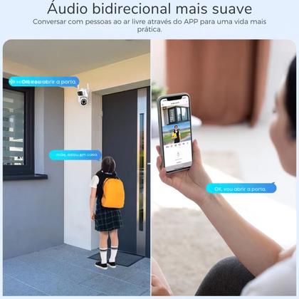 Imagem de Câmera de Vigilância Externa Wifi com Duas Lentes  Detecção de Movimento e visão noturna