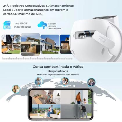 Imagem de Câmera de Vigilância Externa Wifi com Duas Lentes  Detecção de Movimento e visão noturna