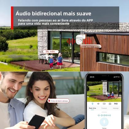 Imagem de Câmera De Vigilância PTZ Sem Fio 4MP Wifi Externa Com Rastreamento Humano Áudio Bidirecional Visão