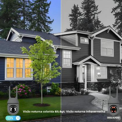Imagem de Câmera De Vigilância PTZ Sem Fio 4MP Wifi Externa Com Rastreamento Humano Áudio Bidirecional Visão