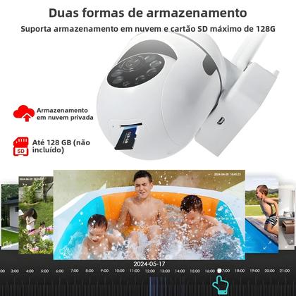 Imagem de Câmera De Vigilância PTZ Sem Fio 4MP Wifi Externa Com Rastreamento Humano Áudio Bidirecional Visão