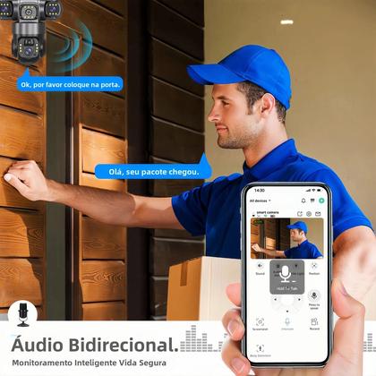 Imagem de Câmera De Vigilância Solar WiFi HD 15MP Com 3 Lentes À Prova d'Água V380PRO Visão Noturna Áudio