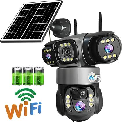 Imagem de Câmera De Vigilância Solar WiFi HD 15MP Com 3 Lentes À Prova d'Água V380PRO Visão Noturna Áudio