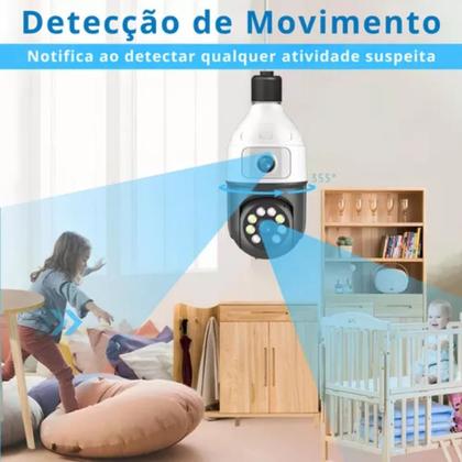 Imagem de Câmera de Vigilância Wi-Fi em Formato de Lâmpada com Duas Lentes e  Visão Noturna Colorida